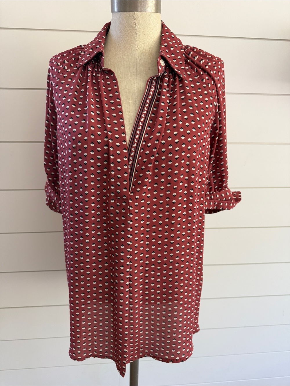 Max Studio Burgundy Printed Blouse